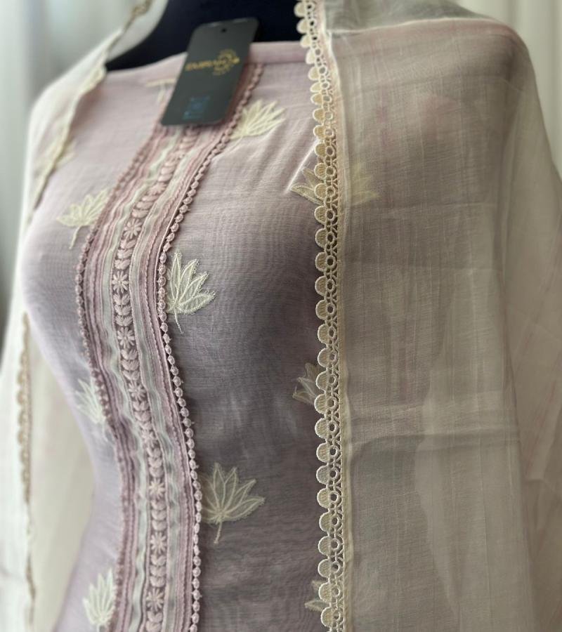 Pastel pink mul chanderi suit - Mixed Colors