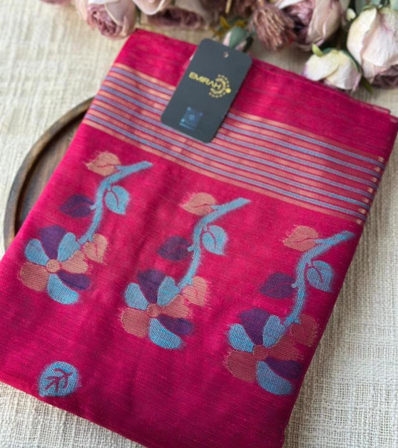 Radiant Jamdani Chanderi Silk Suit - Royal Blue