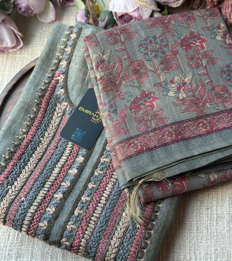 Lustrous Floral Tissue Linen Suit - Jet Black