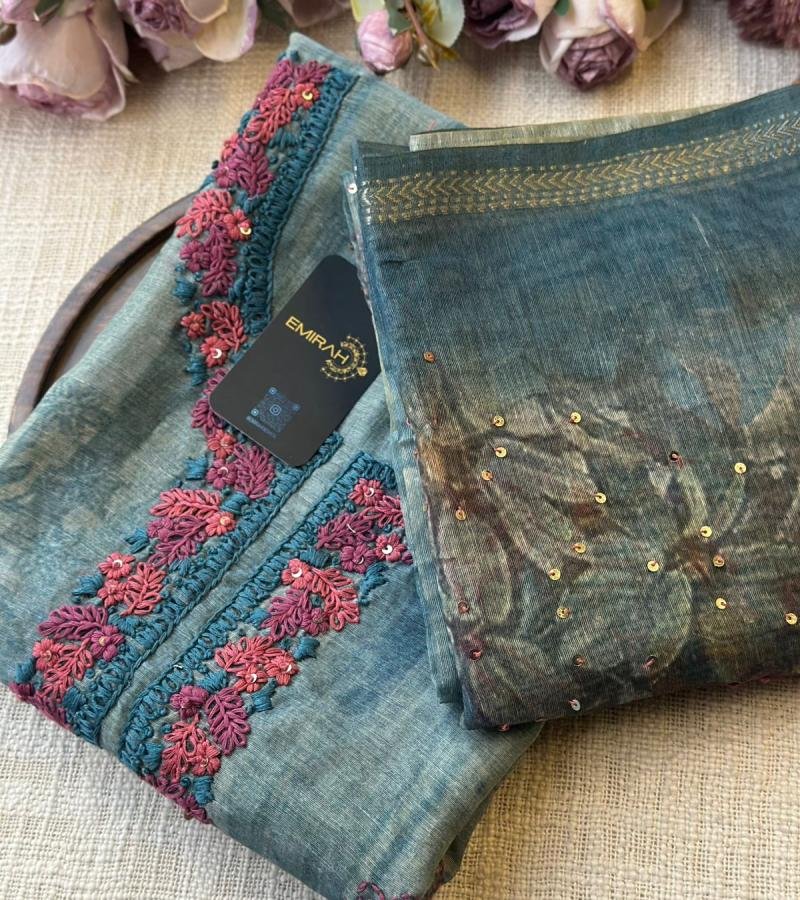 Textured Semi-Linen Floral Suit - Ruby Red