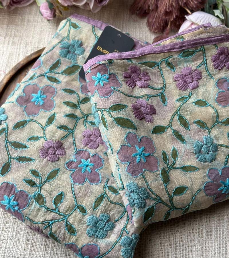 Radiant Floral Chanderi Silk Suit - Gold