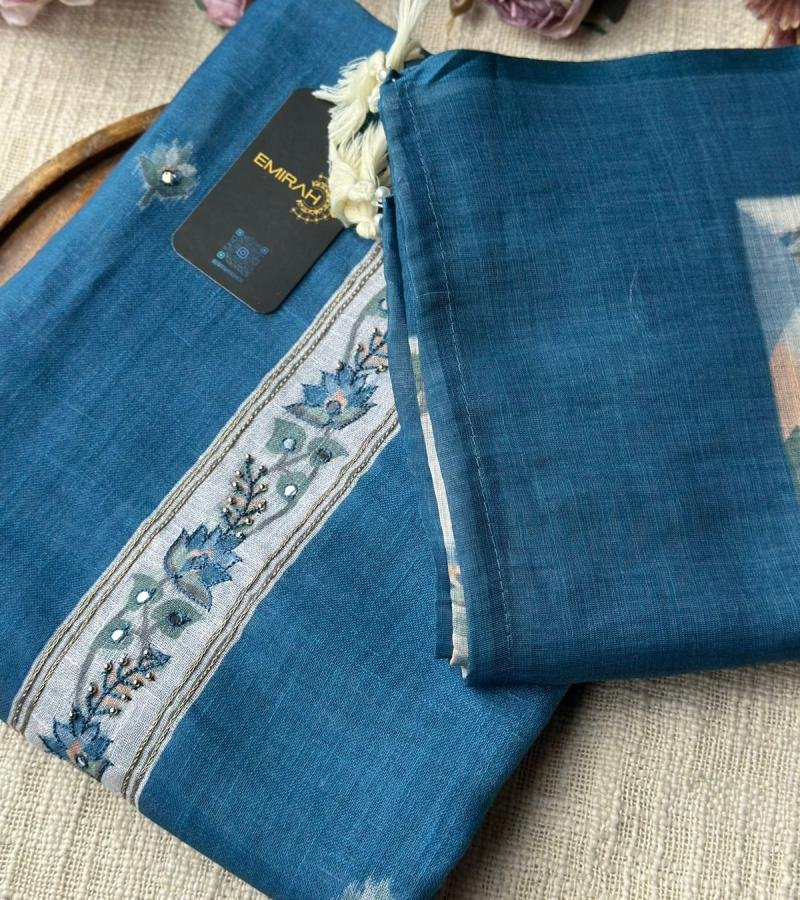 Ornate Embroidered Semi-Linen Suit - Jet Black