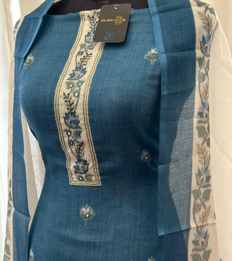 Ornate Embroidered Semi-Linen Suit - Jet Black