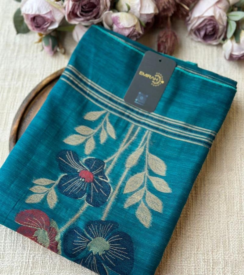 Exquisite Jamdani Chanderi Silk Suit - Jet Black