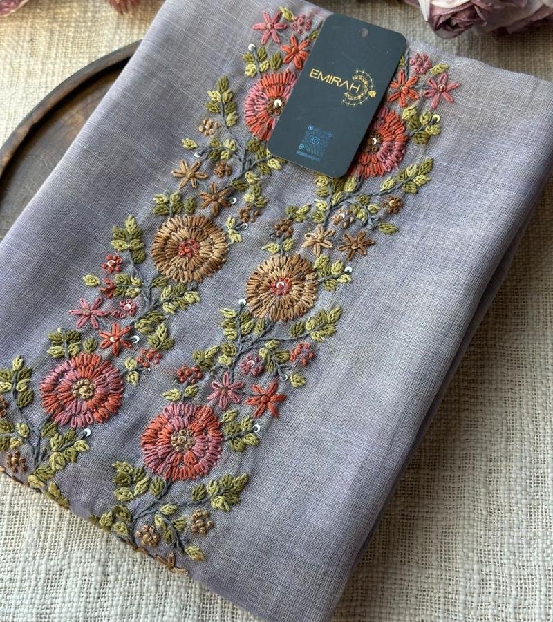 Graceful Floral Tissue Linen Suit - Jet Black