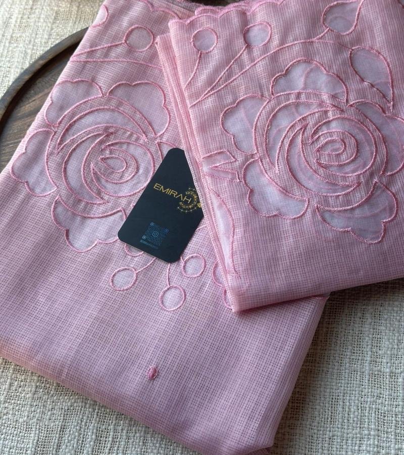 Graceful Embroidered Kota Silk Suit - Silver