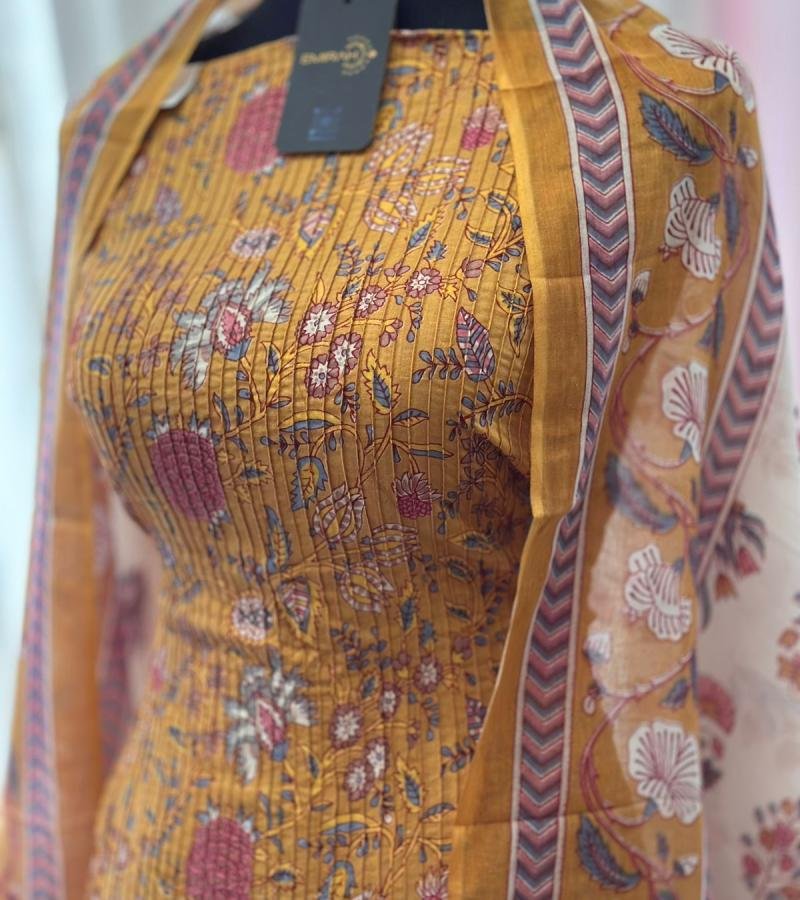 Charming Printed Cotton Suit - Emerald Green
