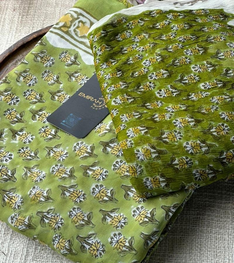 Fresh Floral Mul Cotton Suit - Gold