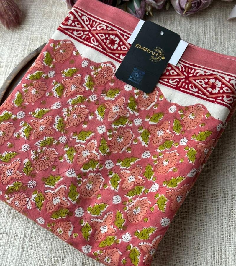Blooming Floral Cotton Suit - Rose Pink