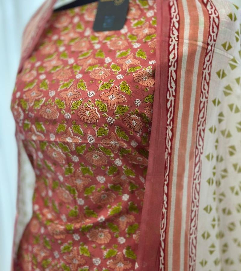 Blooming Floral Cotton Suit - Rose Pink