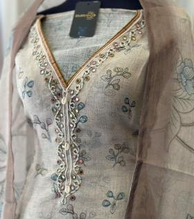 Charming Semi-Linen Salwar Suit  - Gold