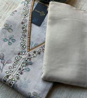 Charming Semi-Linen Salwar Suit  - Gold