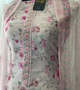 Pastel Floral Cotton Linen Suit - Jet Black