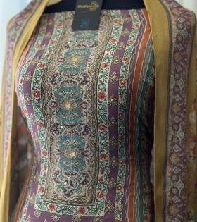 Ethnic Muslin Silk Suit - Royal Blue