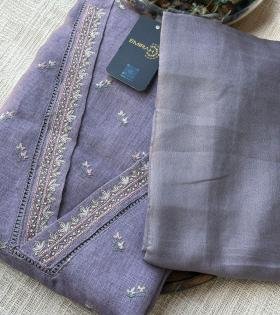 Lavender Linen Blend Suit - Jet Black