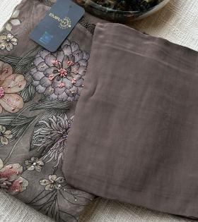 Floral Printed Georgette Suit - Jet Black