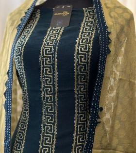 Premium Cotton Unstitched Suit - Ruby Red