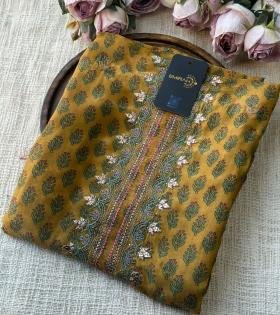 Elaborate Muslin Silk Paisley Suit - Emerald Green