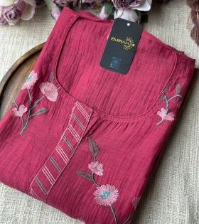 Elegant Floral Mul Chanderi Suit - Royal Blue