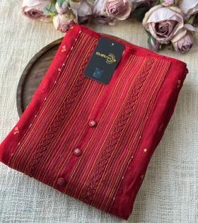 Elaborate Embroidered Mul Chanderi Suit - Gold