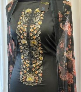 Sophisticated Hand-Block Printed Jam Cotton Suit - Gold