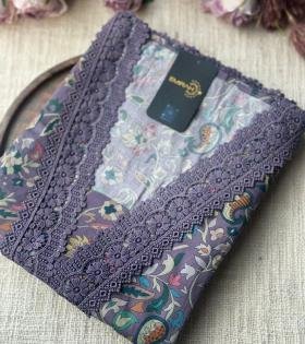 Graceful Lavender Muslin Suit  - Royal Blue