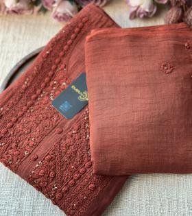 Graceful Handworked Mul Chanderi Suit with Tissue Salwar - Gold