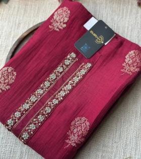 Elegant Handworked Mul Chanderi Suit - Royal Blue