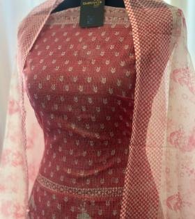 Graceful Printed Kota Doriya Suit - Rose Pink