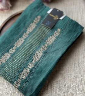 Graceful Embroidered Mul Chanderi Suit - Jet Black