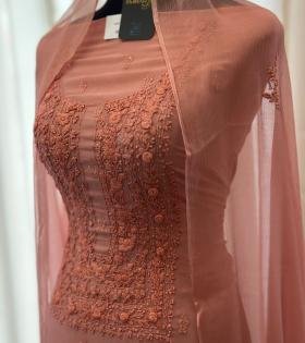 Elegant Embroidered Georgette Suit - Jet Black