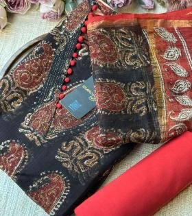 Elegant Paisley Kota Doriya Suit - Royal Blue
