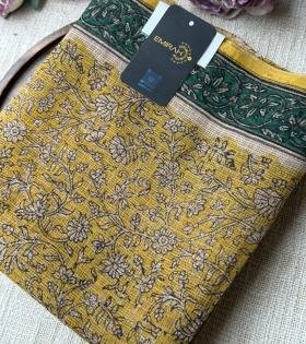 Rustic Floral Kota Doriya Suit - Emerald Green