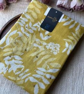  Soft Floral Cotton Suit with Chiffon Dupatta - Charcoal Grey