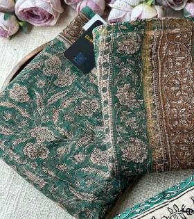 Rustic Floral Kota Doriya Suit - Silver