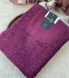 Mul Chanderi Suit with Elegant Embroidery - Ruby Red