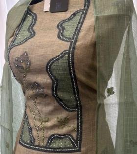 Elegant Chanderi Jamdani Floral Suit - Rose Pink