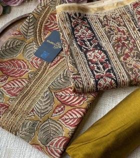 Maheshwari Silk with Gota Patti Detailing - Charcoal Grey