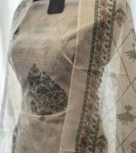 Graceful Floral Kota Doriya Suit - Silver