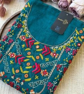 Heritage Threadwork Chanderi Suit - Emerald Green