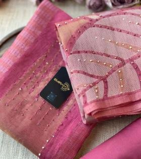 Jamdani Grace Chanderi Suit - Ruby Red