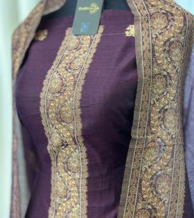 Regal Chanderi Jamdani Woven Suit - Rose Pink
