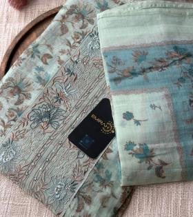 Vintage Bloom Silk Chanderi - Jet Black
