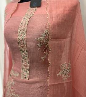 Blush Bloom Mul Chanderi - Emerald Green