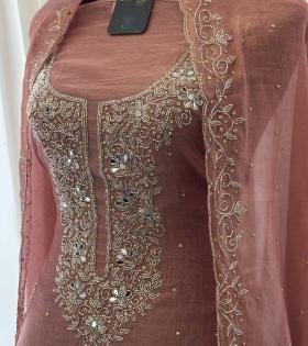 Regal Mauve Mul Chanderi - Ruby Red