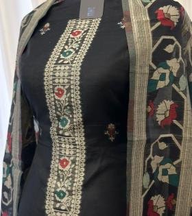 Midnight Heritage Jamdani - Silver