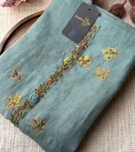 Chanderi with jamdani weaving - Silver
