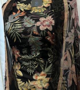 Midnight Bloom Cotton Suit Set  - Jet Black
