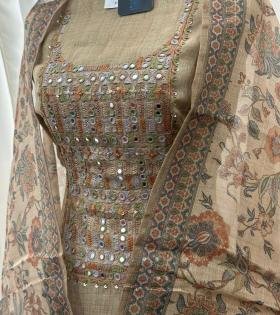 Zariya Tissue Linen Suit - Gold