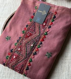 Jamdani Weaving Suit - Rose Pink